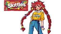 Permen Skittles yang terkenal dengan rasa asam dan manisnya, digambarkan sebagai remaja yang kekinian.  Foto: @lyra_art