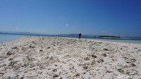 Kapal besar dilarang mendekati ke pulau pasir karena bisa merusak terumbu karang yang banyak terdapat di sekitar Taka Makassar. Selain itu juga benturan dengan terumbu karang yang keras bisa merusak mesin kapal (Foto: Ahmad Masaul Khoiri/detikcom)