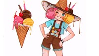 Tampil cantik dan lucu, es krim penuh warna ini digambarkan sebagai remaja yang ceria, dan sedikit tomboy. Foto: @lyra_art
