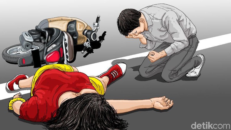 kecelakaan motor, tabrakan motor, jatuh dari motor Poster