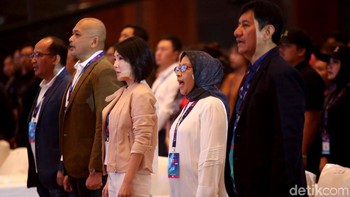 Lagu kebangsaan Indonesia Raya turut dikumandangkan saat Telkomsel The Nextdev Summit 2019 dibuka.
