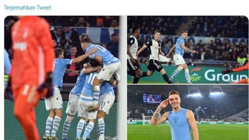 Para punggawa Lazio merayakan kemenangan atas Juventus yang skor akhirnya 3-1. Para punggawa LazFoto: Screenshoot