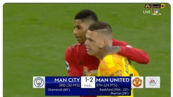 Dua gol Setan Merah dari Rashford dan Martial mampu memerahkan kota Manchester. Foto: Screenshoot