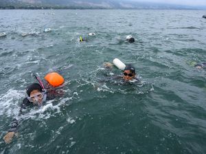 Intip Keseruan Renang Lintas Teluk Palu