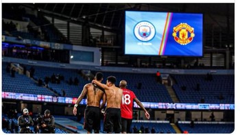 Kegembiraan para pemain United. Foto: Screenshoot