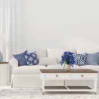 Inspirasi interior ruang tamu dengan sentuhan Classic Blue sebagai tren warna 2020. (Foto: iStock)