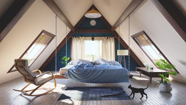 Inspirasi interior kamar tidur dengan sentuhan Classic Blue sebagai tren warna 2020. (Foto: iStock)