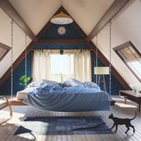 Inspirasi interior kamar tidur dengan sentuhan Classic Blue sebagai tren warna 2020. (Foto: iStock)