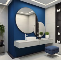 Inspirasi interior kamar mandi dengan sentuhan Classic Blue sebagai tren warna 2020. (Foto: iStock)