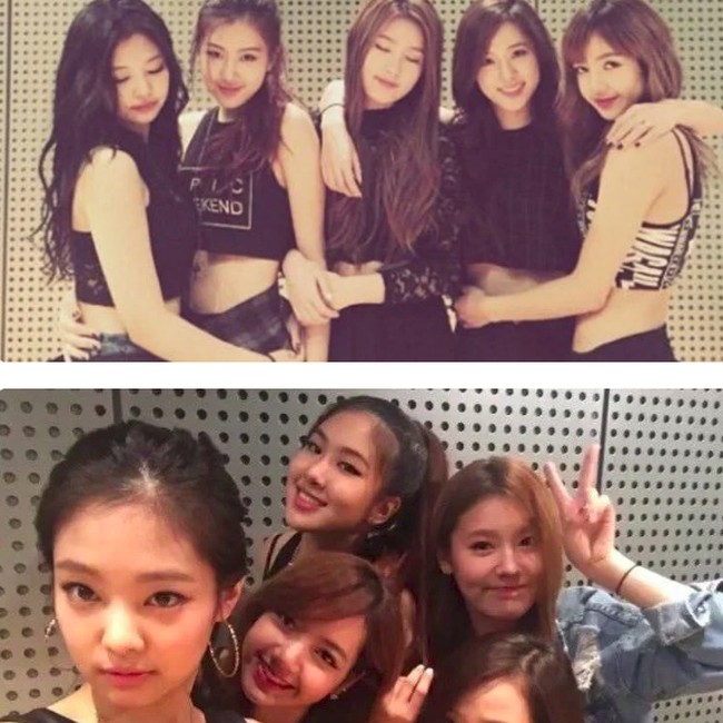 Foto kebersamaan Miyeon dan empat member Blackpink beredar di internet. Para fans pun mengatakan jika Miyeon cocok dengan mereka dan punya vibe Blackpink. Foto: Twitter