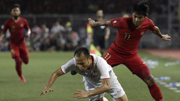 Vietnam mengalahkan Indonesia 0-3 di final SEA Games 2019. (