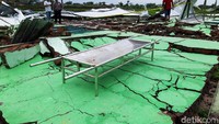 Gedung serba guna yang ambruk diterjang puting beliung ini berada di Dukuh Jetis, Desa Tegalrejo, Boyolali.