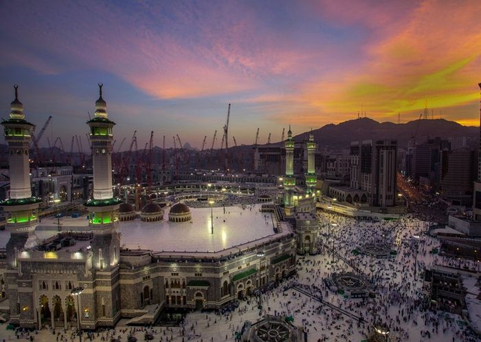 Beautiful sunrise from the city of makkah