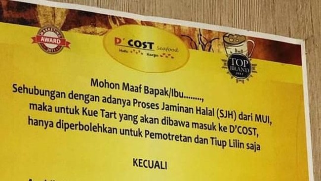 DCost Larang Kue Ultah Tanpa Sertifikat Halal hingga Seleb Minta Makanan Unik