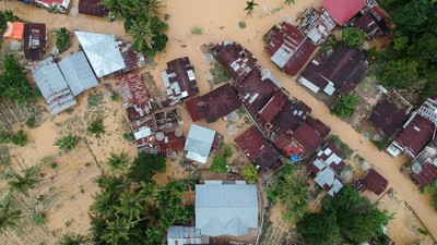 Penampakan Banjir Solok Selatan dari Udara