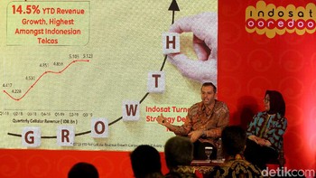 Selain memperkenal hape jadulnya yang bisa Whatsapp-an, President Director and CEO Indosat Ooredoo, Ahmad Al-Neama memberikan pemaparan mengenai pengembangan Indosat kepada wartawan saat acara Kumpul Media Indosat Ooredoo Untuk Indonesia di Pura Mangkunegaran, Solo, Jawa Tengah.