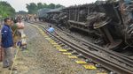 Kereta Pengangkut Semen Anjlok di Blora