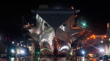 USS Gerald R. Ford merupakan kapal induk memiliki ukurannya lebih besar dari sebelumnya. Foto: Screenshot via U.S. Navy