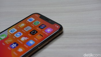 Terdapat notch di bagian atas sebagai rumah bagi sensor Face ID dan kamera depan. Foto: Adi Fida Rahman/detikINET