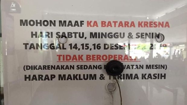 Pengumuman! KA Batara Kresna Solo-Wonogiri Tak Beroperasi 3 Hari