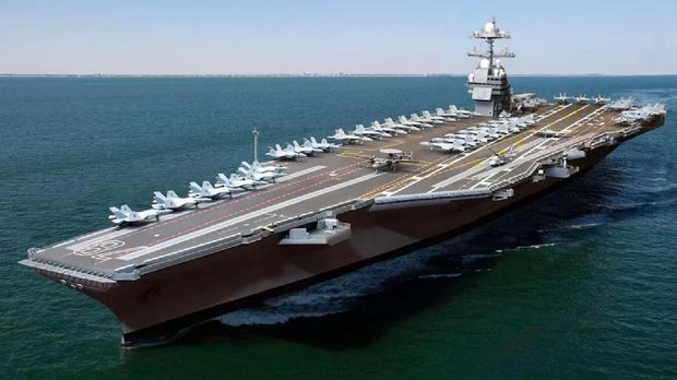 AS memamerkan USS Gerald R. Ford, kapal induk yang paling mahal dalam sejarah dan tentunya berbahaya.