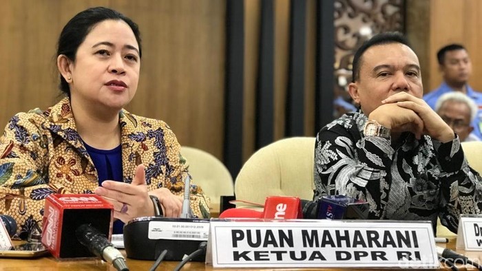 Sufmi Dasco Ahmad dan Puan Maharani (Rolando Fransiscus Sihombing/detikcom)