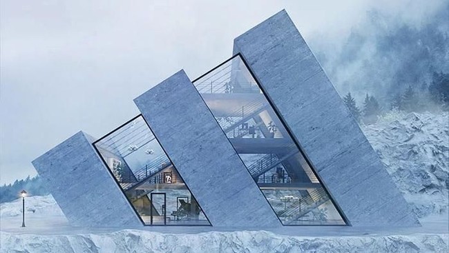 Seorang arsitek bernama Karina Wiciak merancang sebuah rumah dengan bentuk yang tak terduga. Karina yang bekerja untuk konsultan arsitektur Wamhouse di Warsawa, Polandia, menggali inspirasi dari logo-logo merek terkenal, salah satunya Adidas. (Foto: Dok. Warmhouse)