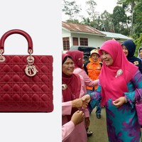 Ada pula Lady Dior Bag berwarna fuchsia. Untuk ukuran besarnya, signature bag keluaran Dior itu dibanderol sekitar US$ 5.000 atau sekitar Rp 50 juta. (Foto: Instagram/@nevizuariana)