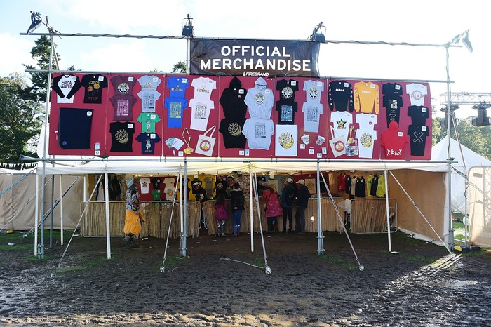 WAREHAM, ENGLAND - SEPTEMBER 09:  Official merchandise at this years Bestival at Lulworth Castle on September 9, 2017 in Wareham, England.  (Photo by Tabatha Fireman/Getty Images)