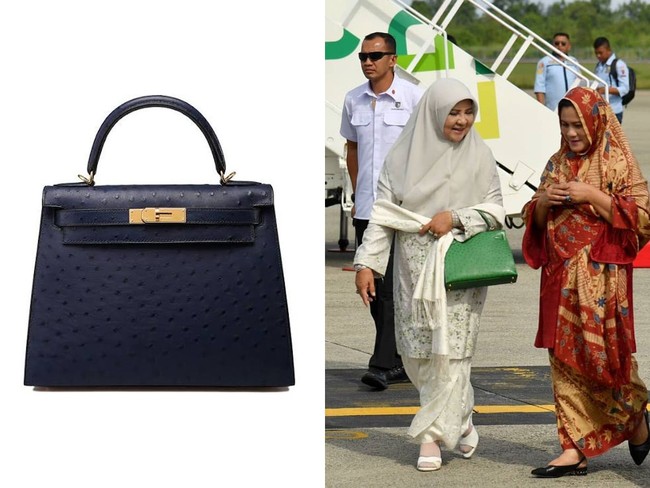 Menyambut kedatangan Presiden Jokowi di Padang, istri orang nomor satu di Sumbar itu tampak menenteng Hermes Kelly Bag Ostrich berwarna hijau. Nilai dari tas kulit burung unta itu ditaksir bisa mencapai Rp 400 juta. (Foto: Instagram/@nevizuariana)