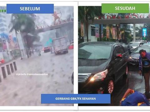 Sempat Banjir, Air di Depan fX Senayan Sudah Surut