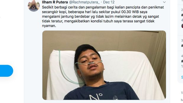 Ilham Rachmat Putera mengisahkan pengalamannya masuk UGD gara-gara jantung berdebar usai minum kopi.