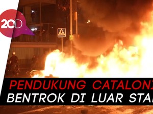 Rusuh Pedemo Catalonia di Laga Barcelona Vs Madrid