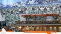 Berbeda dengan Trans Snow World Bekasi yang menyuguhkan pemandangan khas Pegunungan Alpen, Trans Snow World Bintaro mengambil latar Gunung Fuji di Jepang (Grandyos Zafna/detikcom)