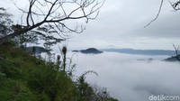 Fenomena lautan awan Puncak Bangku ini merupakan kabut tebal yang menyelimuti hutan dan perkampungan di bawahnya. Pada pukul 08.00 WIB kabut tersebut sedikit demi sedikit menghilang (Foto: Dadang Hermansyah/detikcom)