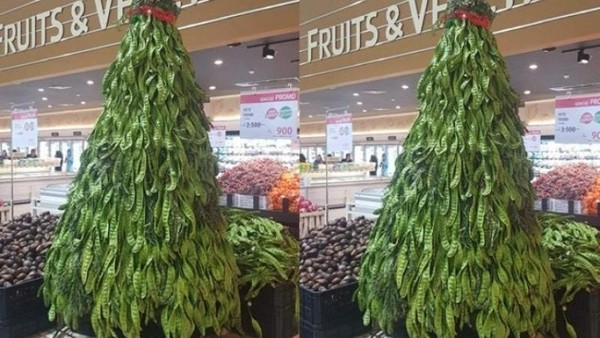 Nyam! Pohon Natal Ini Terbuat dari Makanan, Ada Petai hingga Donat