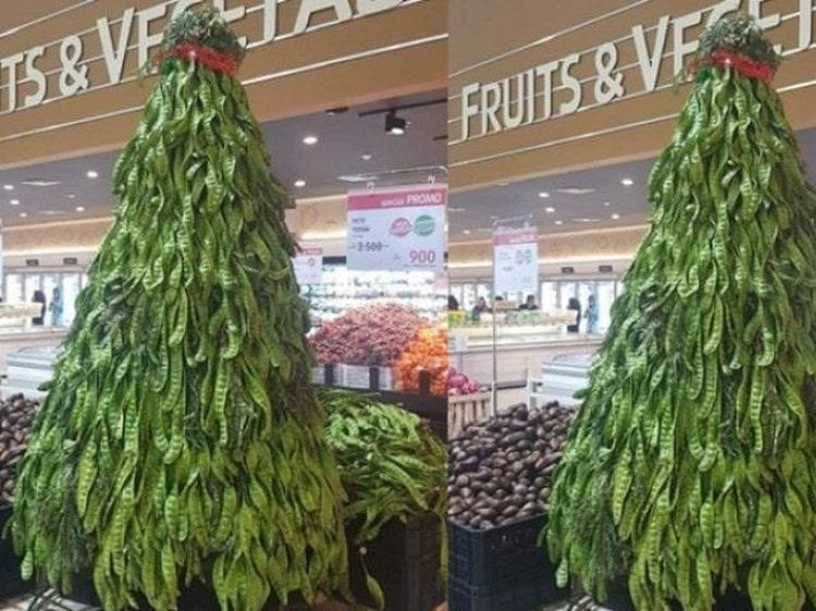 Nyam! Pohon Natal Ini Terbuat dari Makanan, Ada Petai hingga Donat