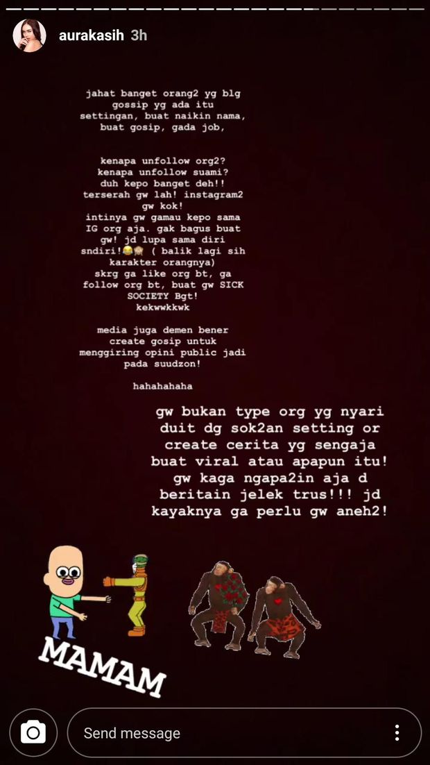 Akhirnya! Aura Kasih Bicara Unfollow dan Hapus Foto Suami 