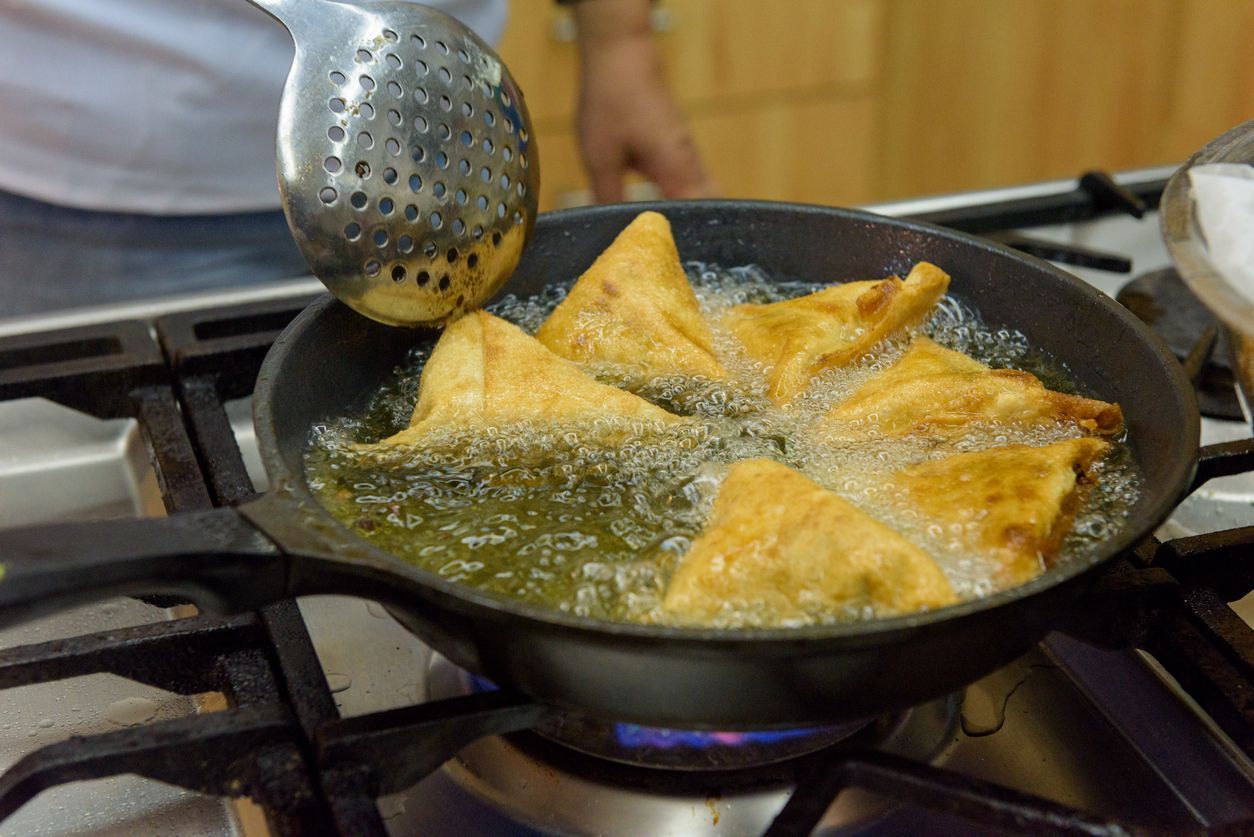 Deep fried food in pan