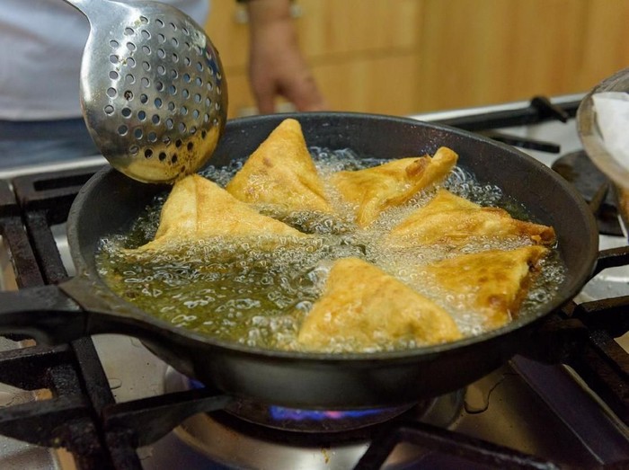 Deep fried food in pan