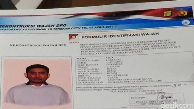 Perbandingan Sketsa Wajah Penyerang Novel Baswedan dengan Tampang Aslinya