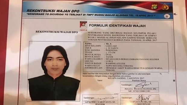 Perbandingan Sketsa Wajah Penyerang Novel Baswedan dengan Tampang Aslinya