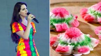 Selain cenil, tampilan Lana Del Rey yang satu ini juga berwarna-warni. Kali ini ia dibaratkan sebagai kue bikang. Foto: Twitter @helmihelmi