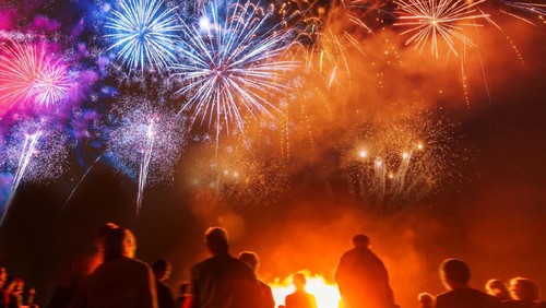 Sparkler Happy New Year 2020 With Fireworks