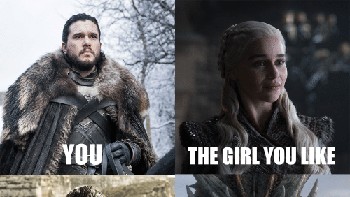 Karena Games of Thrones tokohnya banyak, serial ini juga jadi bahan untuk Your Girlfriend Meme. Temanya sih tetap sama, cowok lemah yang berhadapan dengan keluarga seram pacarnya (Pool)