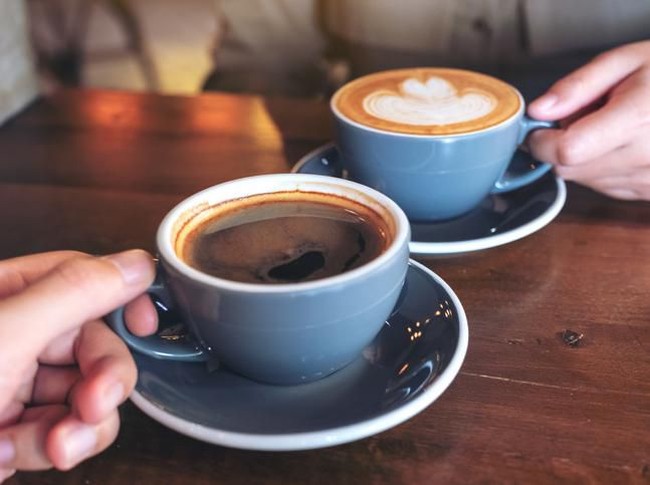 People drinking coffee high angle view