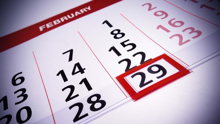 February 29th. Date which repeats on leap year. Calendar (rare days) concept.