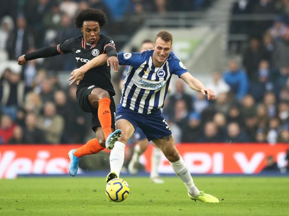 Brighton Vs Chelsea di babak pertama tuntas, dengan The Blues memimpin 1-0. (Foto: Bryn Lennon/Getty Images)