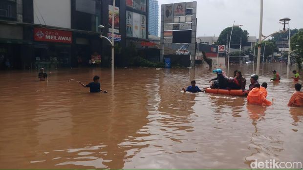 Banjir di Kemang Raya.