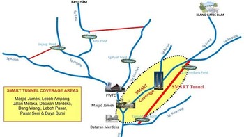 SMART Tunnel berfungsi sebagai sodetan panjang dan raksasa yang menghubungkan Sungai Klang di tengah kota dengan Sungai Kerayong di pinggir kota Kuala Lumpur. Dari situ, air banjir masuk lagi ke Sungai Klang lalu dialirkan ke laut di Port Klang. (SMART Tunnel)